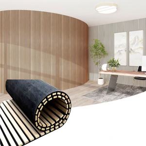 Panneaux acoustiques muraux en lattes de MDF en bois flexibles, modernes et hautement efficaces pour l'absorption acoustique, feutre de polyester, couleur personnalisée, SANYUAN - Product Image 5