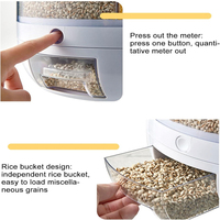 Distributeur de céréales de cuisine, conteneur de stockage de céréales et de riz rotatif à 360 degrés, distributeur de nourriture sèche pour lentilles, petits haricots