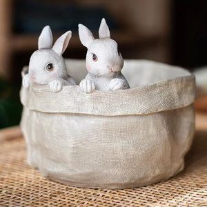 DAMAI Easter Bunny Potted Plant Decorations Cute Rabbit Companion Flower Pot Ornaments Tabletop Decor for Festive Atmosphere - Product Image 2
