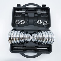 Ensemble d'haltères réglables 66 lb avec connecteur - Boîte cadeau en métal chromé pour hommes et femmes