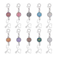 Porte-clés en époxy à paillettes colorées, pendentifs décoratifs stéthoscope médical, ornements pour badges et rouleaux