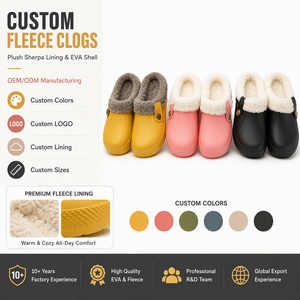 <span class=keywords><strong>Sabots</strong></span> de <span class=keywords><strong>jardin</strong></span> personnalisés OEM en EVA doublés de polaire avec col en sherpa – Chaussons d'hiver confortables pour femmes, à enfiler, pour intérieur et extérieur, vente en gros - Product Image 1