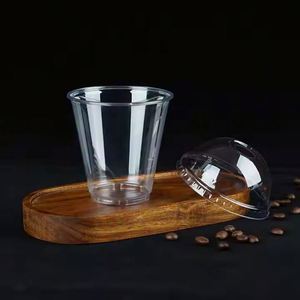 Gobelets à thé à bulles Boba, calibre 93 mm, en plastique PET transparent, jetables, en PP, capacité 9/10/12/14 oz, fond plat, avec couvercle et manchon pour paille, pour boissons froides - Product Image 4