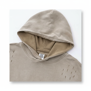 Sudadera con capucha de algodón cuadrado pesado de alta calidad Fabricante Sudadera con capucha para hombre Método de tejido de punto desgastado lavado de gran tamaño - Product Image 1