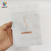 Sacs transparents en Mylar, Design personnalisé, fermeture éclair, givré, sacs en Mylar blanc mat, Logo en or Rose pour boucles d'oreilles, perruque, pièces