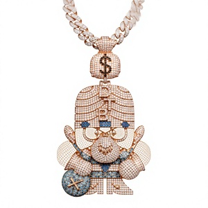 Colgante de Mono Chapado en Oro Rosa con Moissanita Plateada, Joyería Hip Hop, Regalo para Hombres y Mujeres - Product Image 1