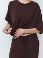 Ensemble décontracté personnalisé pour femme : haut à épaules tombantes et pantalon à cordon, ensemble de loungewear à manches longues pour femme