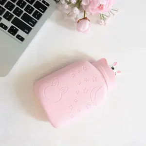 Bouteille d'eau chaude en silicone sans BPA de conception mignonne Sac d'eau chaude Bouteille <span class=keywords><strong>chauffante</strong></span> pour <span class=keywords><strong>micro</strong></span>-ondes Thérapies chaudes et froides - Product Image 4