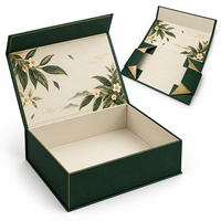 Boîte cadeau rigide magnétique pliable de luxe avec impression or vert pour le thé, le café, les produits bien-être, emballage cadeau haut de gamme