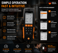 Analyseur de gaz de combustion Testo 310, analyseur de gaz de combustion, outil de mesure O2 CO pour le test des systèmes de chauffage de chaudières