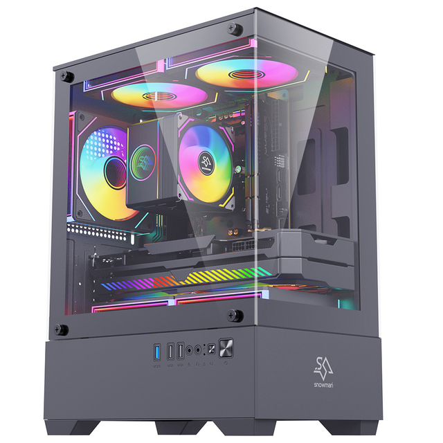 SNOWMAN Durable Aluminum Alloy Mini Chassis High Airflow Mid Tower PC Case ATX M ATX & ITX Form Factor for Gaming Computers