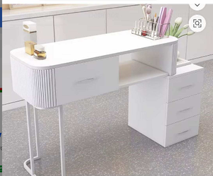 Table de Manucure Style Crème Blanche Multifonctionnelle – Ensemble Complet Luxe Léger et Simple avec Rangement Intégré pour Salon de Manucure - Product Image 4