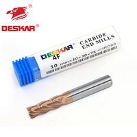 Fraise à queue en carbure HRC60 revêtue de TiAlN pour usinage CNC, 4F-10mmX10X30X75, OEM/ODM