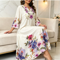 Robe longue maxi rétro à motif floral, col en V, coupe ample, décontractée, élégante, pour femme, idéale pour l'été, vente en gros
