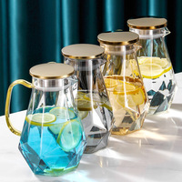 Théière en Verre Borosilicate Transparent Résistant à la Chaleur, Bleu Dégradé, Grande Capacité, avec Ensemble de Tasses