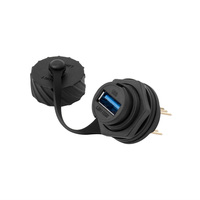 LSHITECH M20.8 IP67 Prise femelle USB 3.0 à montage sur panneau avec broches à souder, pas de broches de 2,0 mm et 2,54 mm