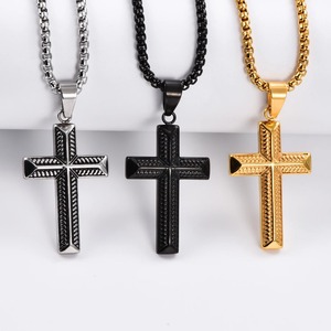 Collar con Colgante de Cruz de Acero Inoxidable, Estilo Hip Hop, para Hombre, Resistente al Agua, Regalo de Joyería - Product Image 1