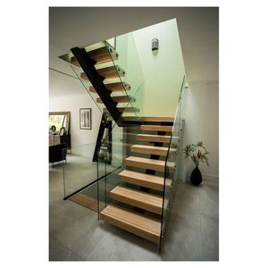 Mandrini scala a chiocciola all'ingrosso stile moderno con 304 in acciaio inox filo ringhiera semplice battistrada in legno - Product Image 6