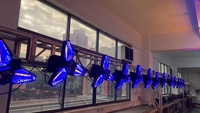 Ventilateur rétro rotatif à 3 pales avec lumière, lampe à effets spéciaux pour scène, festival de musique, bar, ambiance et diffusion en direct