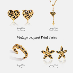 Ensemble de bijoux imprimé léopard, collier en acier inoxydable, boucles d'oreilles, bracelet, cadeau pour femme, bijoux tendance - Product Image 5