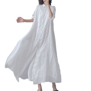 Robe longue décontractée et élégante en coton translucide pour femme, coupe ajustée, fluide et ample, idéale pour l'été, personnalisable OEM - Product Image 5