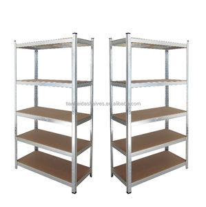 Estantería de Almacenamiento de 5 Niveles, Resistente, Sin Pernos, Ajustable, Galvanizada, de MDF, Diseño Desmontable, para Garaje o Almacén, Color Plateado - Product Image 1