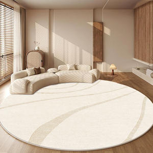 พรมทรงกลมหรูหราเบาๆ ลายนามธรรม ผ้าเลียนแบบแคชเมียร์ สำหรับห้องนั่งเล่น ห้องนอน ตกแต่งบ้าน 4-0046 - Product Image 4