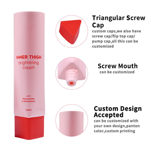 Manguera de forma triangular rosa, tubo cosmético de plástico, tubo de crema de plástico - Product Image 2