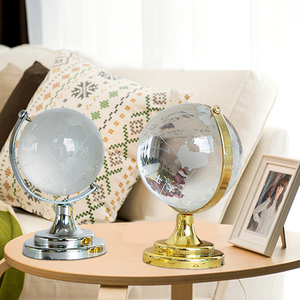 YearsCrystal Antique Crystal Globe Earth Map Silver/Gold Metal Stand Desk Decoration Collectible 6cm Custom Logo Polished Finish