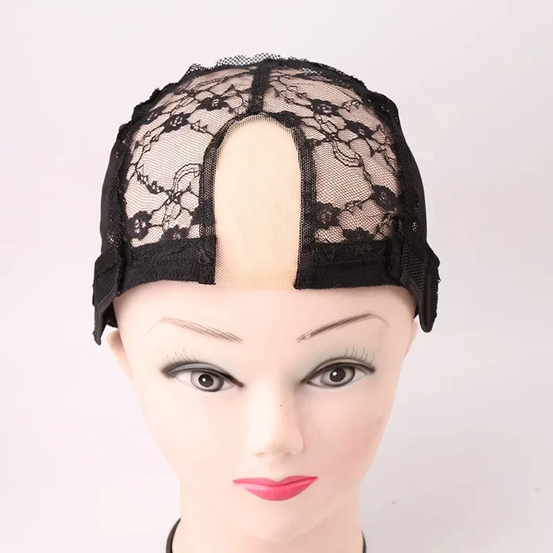 Wholesale Adjustable Elastic Ventilated Wig Weave Cap U-Shaped Lace Hair Net Hat Mesh Upart U Part Wig Caps For Making Hair Wigs