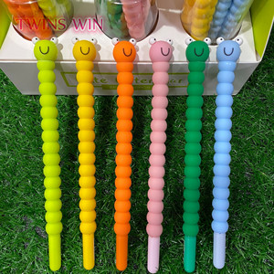 Stylo en silicone coloré en forme d'insecte de dessin animé, nouvelle conception, chenille neutre, ver gourmand, stylo à séchage rapide, gel pen 2692 - Product Image 6