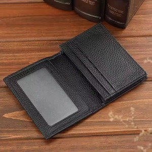 Personnalisé Slim Id Business Name Card Holder Portefeuille Pince à billets Litchi Grain Première couche Cuir de vachette Titulaire de la carte de crédit - Product Image 5