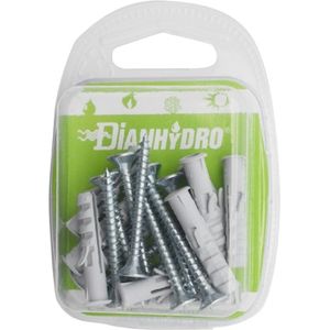 Clavijas de pared Diamhydro con tornillos, 10 unidades, diámetro de 6 mm, para fijación en paneles de yeso - Product Image 1