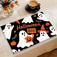 Nouveau Set de Table Orange Halloween Prix Usine, Dessous de Plat et Napperon d'Ambiance pour la Maison, Anti-Brûlure et Anti-Graisse
