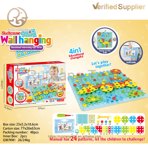 Cognición DIY niño autobús caja de equipaje creativo taladro eléctrico tornillo juguetes rompecabezas ensamblado mosaico construir conjunto juguetes educativos - Product Image 4