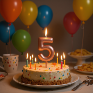 Party Love <b>Candle</b> Number 5 <b>Rose</b> <b>Gold</b> 6Cm Birthday Cake Decor - Product Image 3