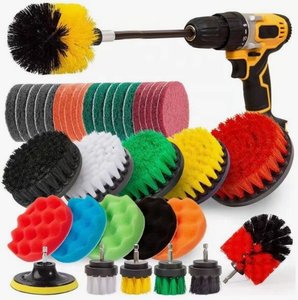38pcs Eco-Friendly PP Multi-Purpose Cleaning Brushes Power Scrubber Buffing Pads Set Extension <b>Rod</b> Attachment for Household Car - Product Image 1