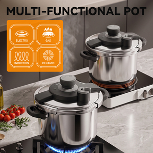 Casserole de cuisine en acier inoxydable pour cuisinière à gaz et à induction, cuisson rapide, anti-explosion, autocuiseur - Product Image 4