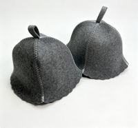 Lot de 2 chapeaux de sauna en feutre de laine uni, couleur grise, coutures en zigzag, résistants à la chaleur, unisexes, accessoires pour sauna et hammam