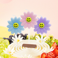 Lot de 5 bougies d'anniversaire mignonnes en forme de marguerite, décorations de gâteau pastel avec pics pour enfants, baby shower, fête de jardin féerique