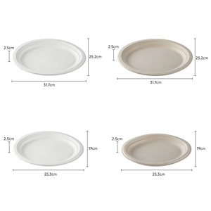 Assiette ronde compostable en bagasse de canne à sucre de 25 cm, écologique, jetable, pour les fêtes, les pique-niques, les plats à emporter et l'usage quotidien - Product Image 3