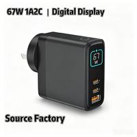 Chargeur mural intelligent HNT Factory OEM ODM 67W avec affichage numérique GaN, adaptateur rapide PD portable, compatible avec la vente en gros pour iPhone 16 15