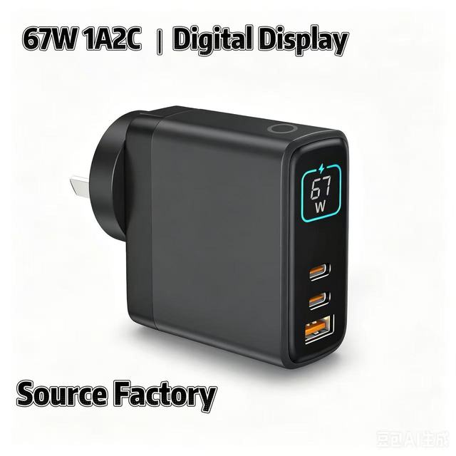 HNT Factory OEM ODM 67W Smart Digital Display GaN Charger Portable PD Fast Wall Adapter Support Wholesale For iPhone 16 15
