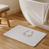 Tapis de douche antidérapant à séchage rapide, super absorbant, design ondulé, en terre de diatomée, tapis de bain en pierre pour sol de salle de bain