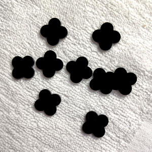 Piedras Preciosas Sueltas de Ágata Negra Natural, Estilo Trébol de Cuatro Hojas, 6x2mm-18x2mm, para la Elaboración de Collares y Colgantes - Product Image 2