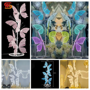 Soporte de mariposa blanca brillante Suave 4 cabezas mariposa boda fiesta pasillo decoración rosa azul mariposa Luz - Product Image 5