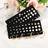 Boucles d'oreilles pour femmes, ensembles de bijoux en alliage de perles de cristal, 20 paires, vente en gros, HZS-114