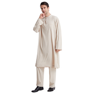 Thobe / Thawb pour hommes musulmans à col boutonné et manches longues, en polyester, style ethnique, direct usine, best-seller AliExpress <span class=keywords><strong>EBAY</strong></span> - Product Image 6