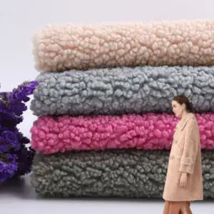 100% 纯色高品质涤纶夏尔巴羊毛面料柔软衬里针织素色毛毯毛巾毛巾布羊毛面料