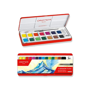 CARAN D'ACHE pour ensemble de peinture aquarelle et <span class=keywords><strong>gouache</strong></span> pour débutants, enfants, élèves de maternelle/primaire, pinceaux - Product Image 1